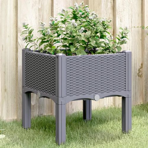 Prolenta Premium - Jardinière Avec Pieds Bleu Gris 40x40x42 Cm Pp
