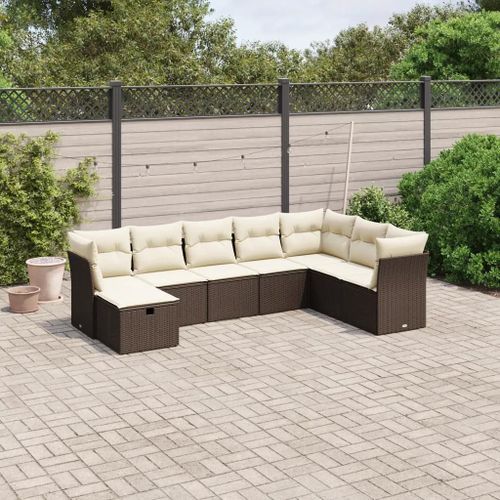 Prolenta Premium - Salon De Jardin 8 Pcs Avec Coussins Marron Résine Tressée