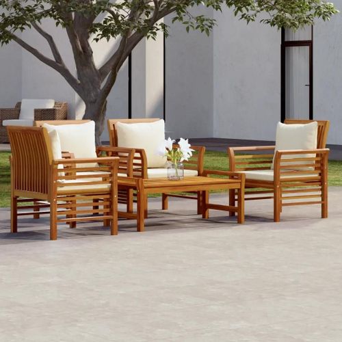 Prolenta Premium - Salon De Jardin Avec Coussins 5 Pcs Bois D'acacia Solide