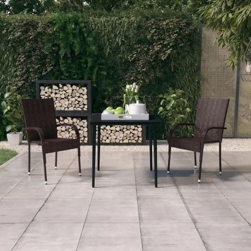 Prolenta Premium - Ensemble À Manger De Jardin 3 Pcs Marron Et Noir