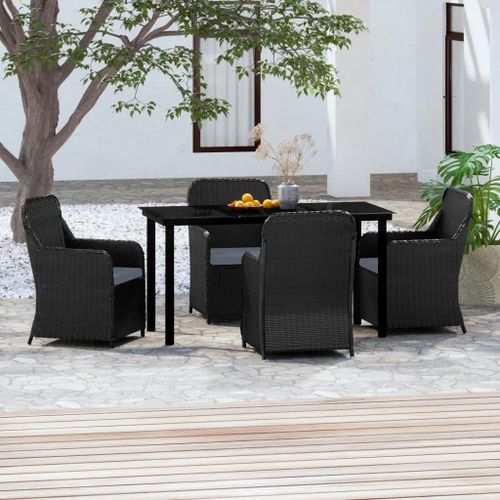 Prolenta Premium - Ensemble À Manger De Jardin Avec Coussins 5 Pcs Noir