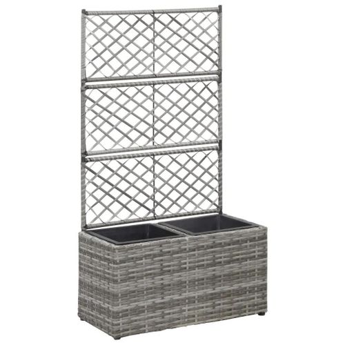 Prolenta Premium - Lit Surélevé En Treillis 2 Pots 58x30x107cm Résine Tressée Gris