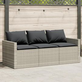 Prolenta Premium - Canapé De Jardin Et Coussins 3 Places Gris Clair Résine Tressée