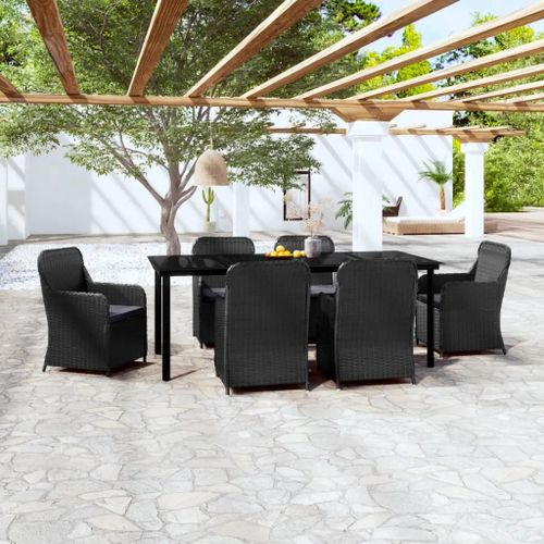 Prolenta Premium - Ensemble À Manger De Jardin Avec Coussins 7 Pcs Noir