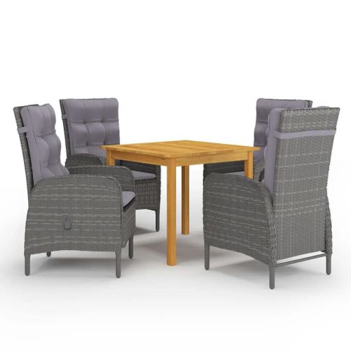 Prolenta Premium - Ensemble À Manger De Jardin 5 Pcs Gris