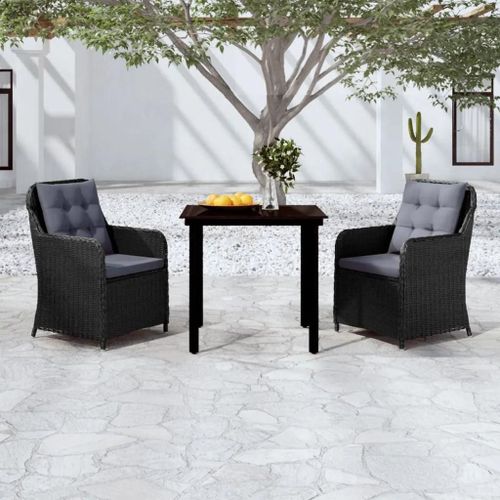 Prolenta Premium - Ensemble À Manger De Jardin 3 Pcs Noir