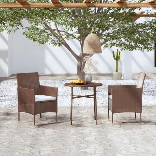 Prolenta Premium - Ensemble À Manger De Jardin 3pcs Résine Tressée Marron