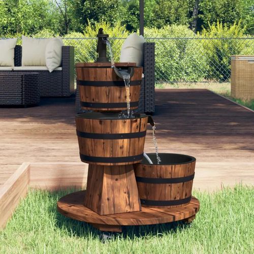 Prolenta Premium - Fontaine À Eau Sur Roues Pompe 55x55x80 Cm Bois De Sapin Massif