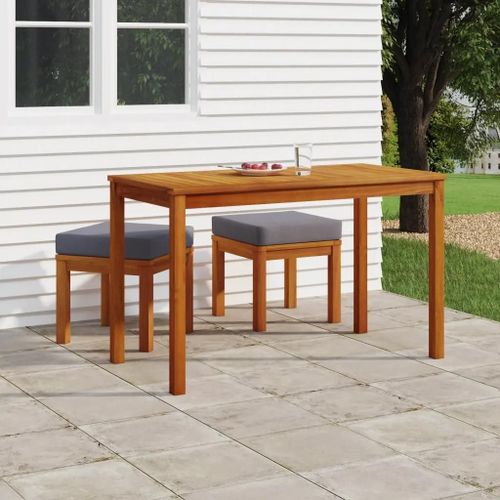 Prolenta Premium - Ensemble À Manger De Jardin 3 Pcs Et Coussins Acacia Solide