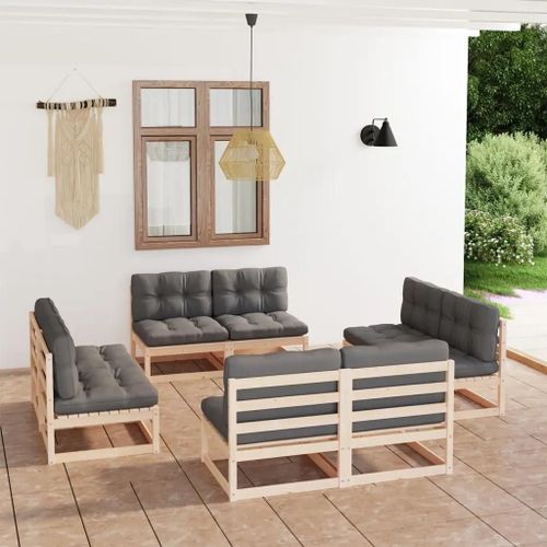 Prolenta Premium - Salon De Jardin 8 Pcs Avec Coussins Bois De Pin Massif