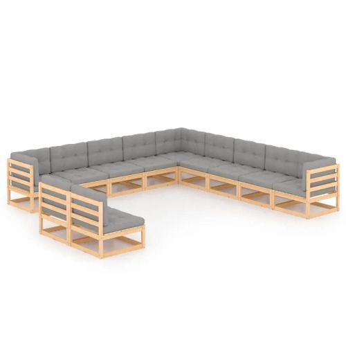 Prolenta Premium - Salon De Jardin 11 Pcs Avec Coussins Bois De Pin Massif
