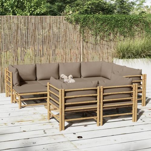 Prolenta Premium - Salon De Jardin 10 Pcs Avec Coussins Taupe Bambou