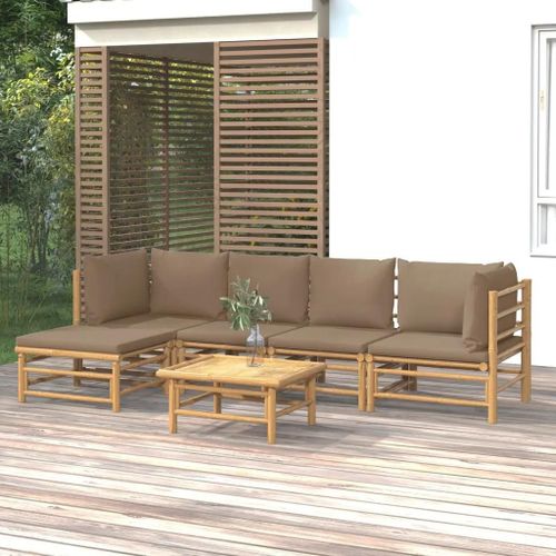 Prolenta Premium - Salon De Jardin 6 Pcs Avec Coussins Taupe Bambou