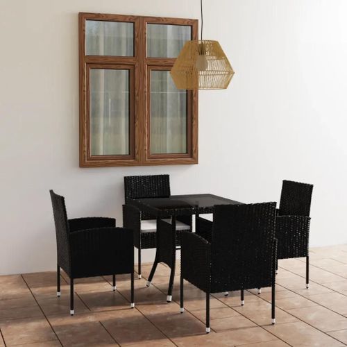 Prolenta Premium - Ensemble À Manger De Jardin 5 Pcs Résine Tressée Noir