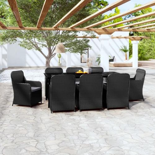 Prolenta Premium - Ensemble À Manger De Jardin Avec Coussins 9 Pcs Noir