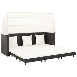 Prolenta Premium - Canapé-Lit Extensible 3 Places Avec Toit Résine Tressée Noir
