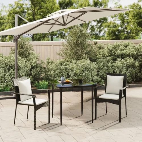 Prolenta Premium - Ensemble À Manger De Jardin Avec Coussins 3 Pcs Noir