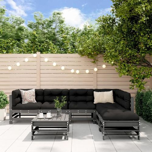 Prolenta Premium - Salon De Jardin 7 Pcs Gris Bois De Pin Massif