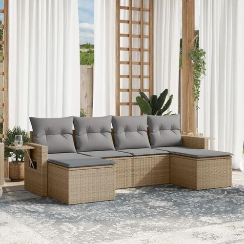 Prolenta Premium - Salon De Jardin Avec Coussins 6 Pcs Beige Résine Tressée