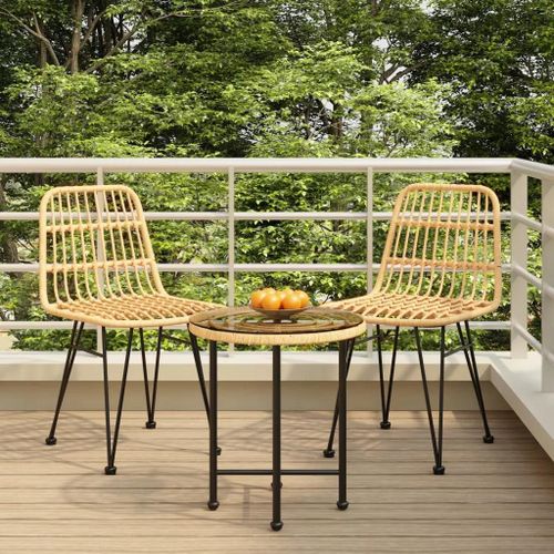 Prolenta Premium - Ensemble À Manger De Jardin 3 Pcs Résine Tressée