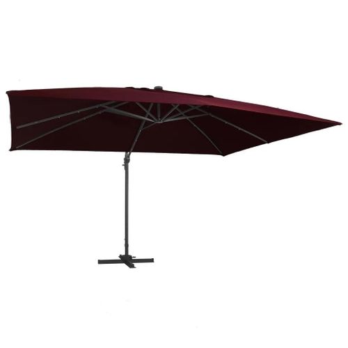 Prolenta Premium - Parasol De Jardin En Porte-À-Faux Lumières Led Rouge Bordeaux