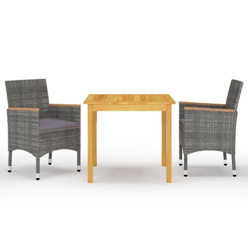 Prolenta Premium - Ensemble À Manger De Jardin 3 Pcs Gris