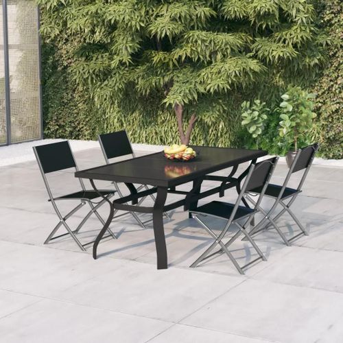 Prolenta Premium - Ensemble À Manger De Jardin 5 Pcs Gris Et Noir