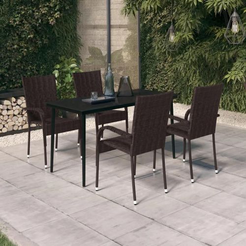 Prolenta Premium - Ensemble À Manger De Jardin 5 Pcs Marron Et Noir