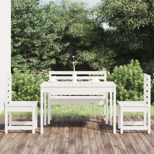 Prolenta Premium - Ensemble À Manger De Jardin 4 Pcs Blanc Bois Massif De Pin