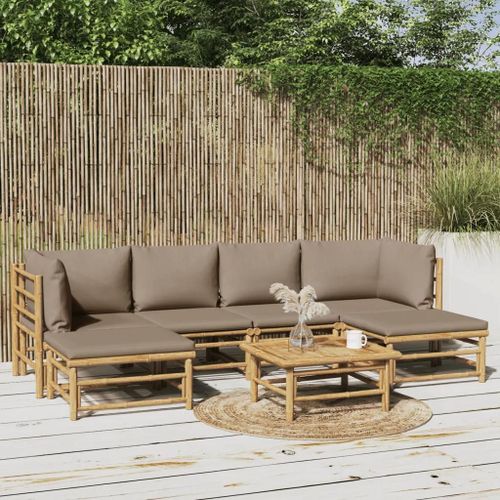 Prolenta Premium - Salon De Jardin 7 Pcs Avec Coussins Taupe Bambou