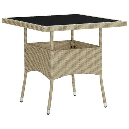 Prolenta Premium - Table À Dîner D'extérieur Beige Résine Tressée Et Verre