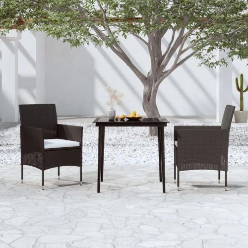 Prolenta Premium - Ensemble À Manger De Jardin Avec Coussins 3 Pcs Noir