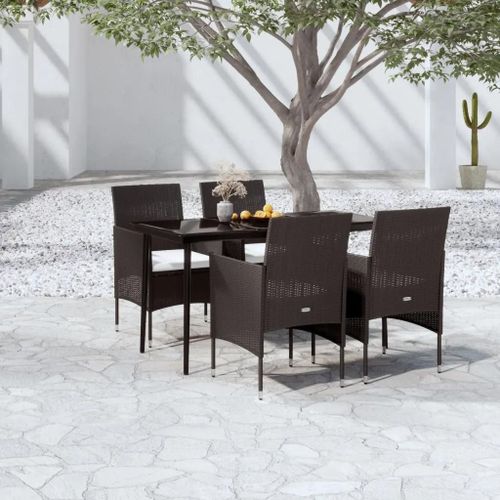 Prolenta Premium - Ensemble À Manger De Jardin Avec Coussins 5 Pcs Noir