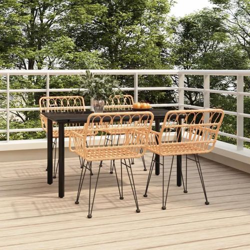 Prolenta Premium - Ensemble À Manger De Jardin 5pcs Résine Tressée