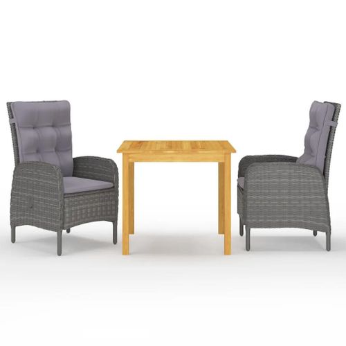 Prolenta Premium - Ensemble À Manger De Jardin 3 Pcs Gris