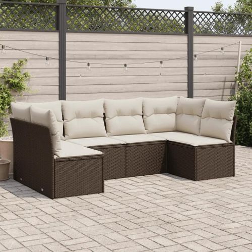 Prolenta Premium - Salon De Jardin Avec Coussins 6 Pcs Marron Résine Tressée