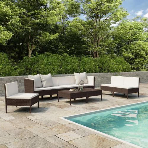 Prolenta Premium - Salon De Jardin 9 Pcs Avec Coussins Résine Tressée Marron