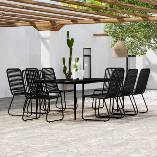 Prolenta Premium - Ensemble À Manger De Jardin 9 Pcs Noir