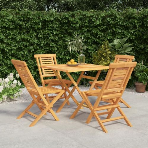 Prolenta Premium - Ensemble À Manger De Jardin 5 Pcs Bois De Teck Massif