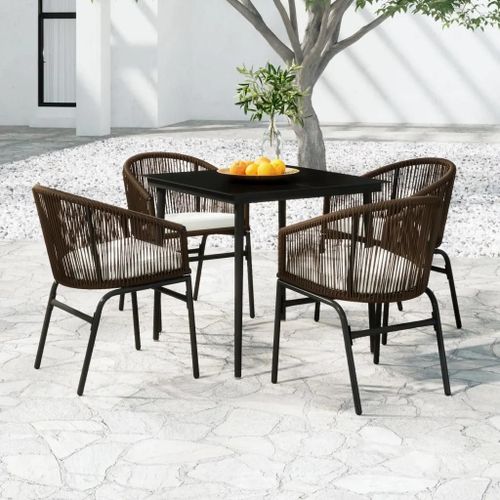 Prolenta Premium - Ensemble À Manger De Jardin 5 Pcs Marron