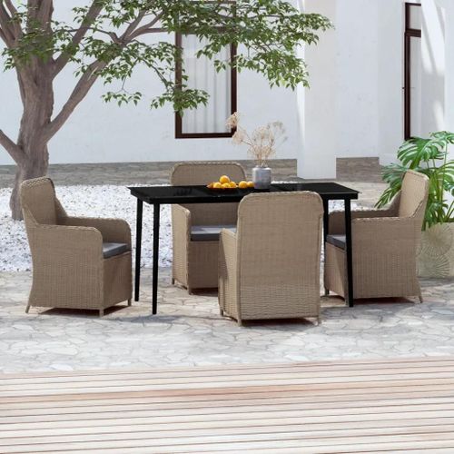 Prolenta Premium - Ensemble À Manger De Jardin Et Coussins 5 Pcs Marron