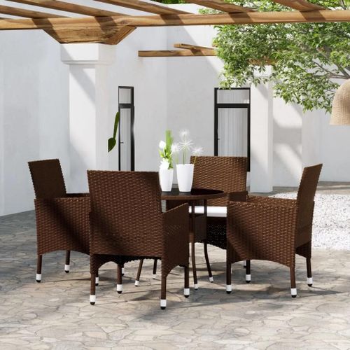 Prolenta Premium - Ensemble À Manger De Jardin 5pcs Résine Tressée Marron