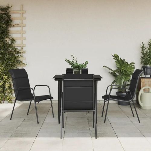 Prolenta Premium - Ensemble À Manger De Jardin 5 Pcs Noir Textilène Et Acier