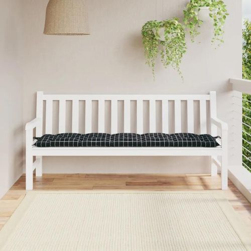 Prolenta Premium - Coussin De Banc De Jardin Carreaux Noir 180x50x7cm Tissu Oxford