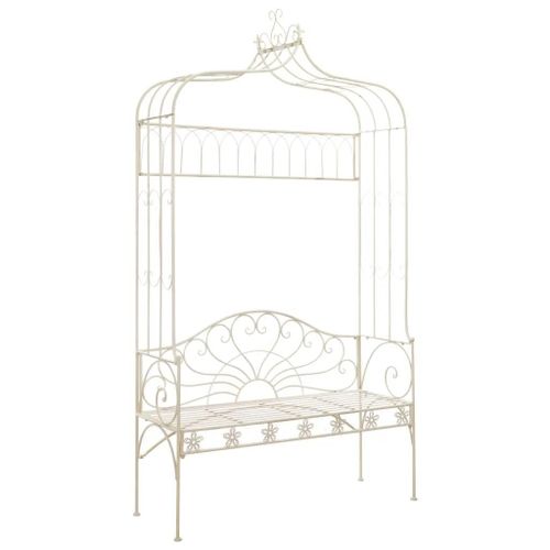 Prolenta Premium - Banc De Jardin 122 Cm Fer Blanc Antique