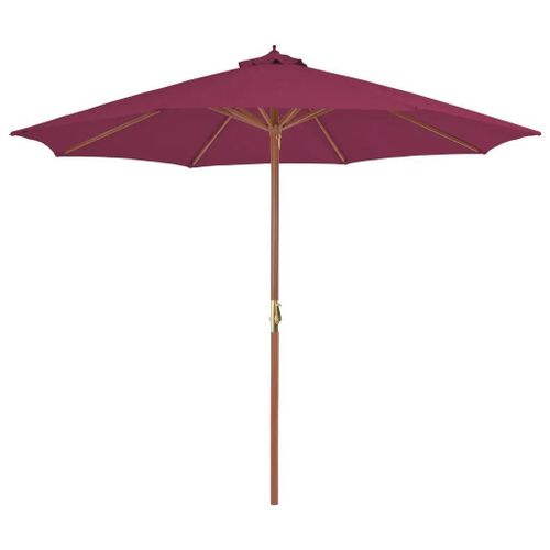 Prolenta Premium - Parasol D'extérieur Avec Mât En Bois 300 Cm Rouge Bordeaux