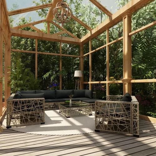 Prolenta Premium - Salon De Jardin 10 Pcs Avec Coussins Résine Tressée Gris