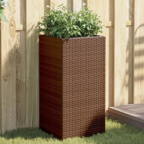 Prolenta Premium - Jardinières 2 Pcs Marron 40x40x80 Cm Résine Tressée
