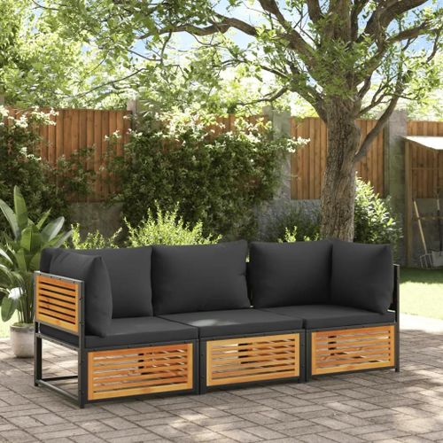 Prolenta Premium - Salon De Jardin Avec Coussins 3 Pcs Bois Massif D'acacia