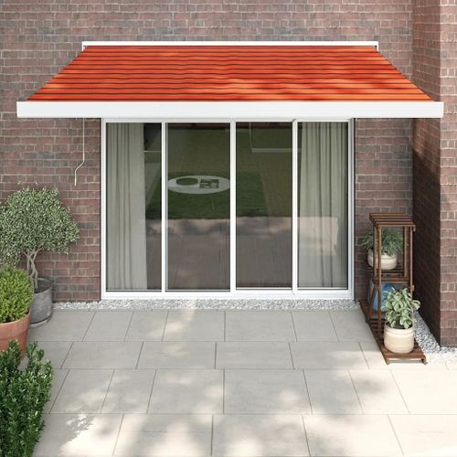 Prolenta Premium - Auvent Rétractable Orange Et Marron 3,5x2,5m Tissu Et Aluminium